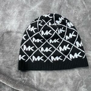Michael Kors Monogram Black and White Knit Hat